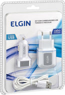 KIT COM CARREGADORES VEICULAR USB+TOMADA+VEICULAR
