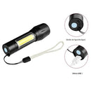 Mini Lanterna Tática Com Led E Zoom Recarregável Usb