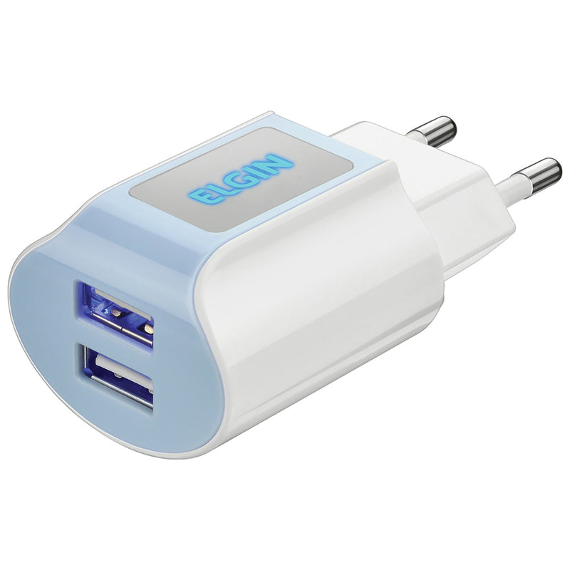 CARREGADOR DE TOMADA COM 2 SAIDA USB 5V 2.1A, BIVOLT