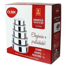 Conjunto de Potes Tijelas Inox com tampa 5 Peças