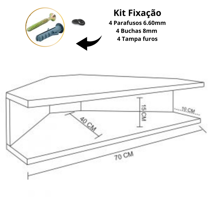 Mesa Notebook Suspensa Canto Madeirado Em Mdf