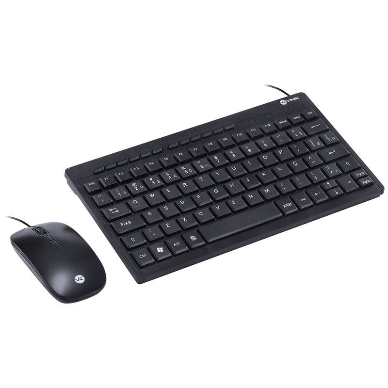 Kit Mini Teclado E Mouse Usb Corp Flat - Teclas Chocolate - Mouse 1200dpi Cabo 1.8m Preto - Vinik - Dc120