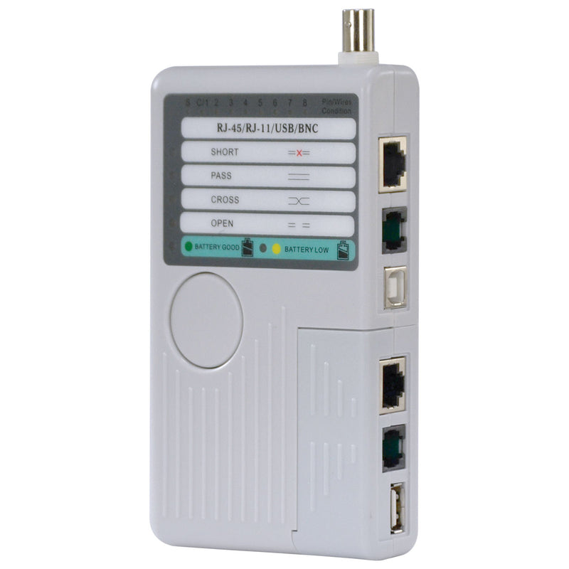 TESTADOR DE CABOS 4 EM 1 USB, RJ45, RJ11, RJ12 E BNC WH-3468