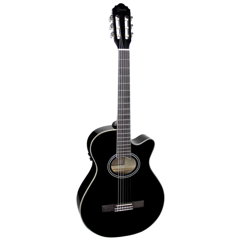 VIOLÃO ELETROACÚSTICO NYLON MINI JUMBO CUTAWAY GNF-1D CEQ BK PRETO, COM AFINADOR E EQUALIZADOR