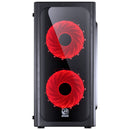 GABINETE MID-TOWER VENUS PRETO COM 2 FANS LED VERMELHO LATERAL EM ACRÍLICO - VENPTVM2FCA