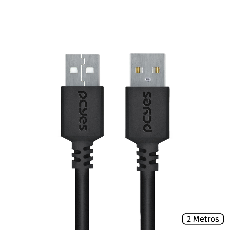 CABO DE DADOS USB A 2.0 MACHO PARA USB A 2.0 MACHO 28AWG PURO COBRE 2 METROS - PUAM2-2