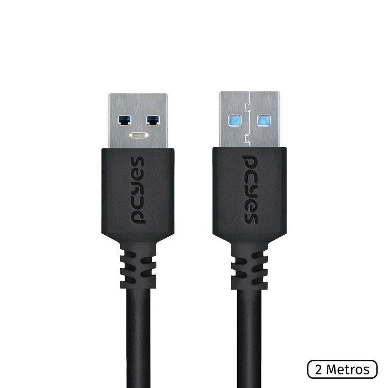 Cabo De Dados Usb A 3.0 Macho Para Usb A 3.0 Macho 28awg Puro Cobre 2 Metros - Puam3-2