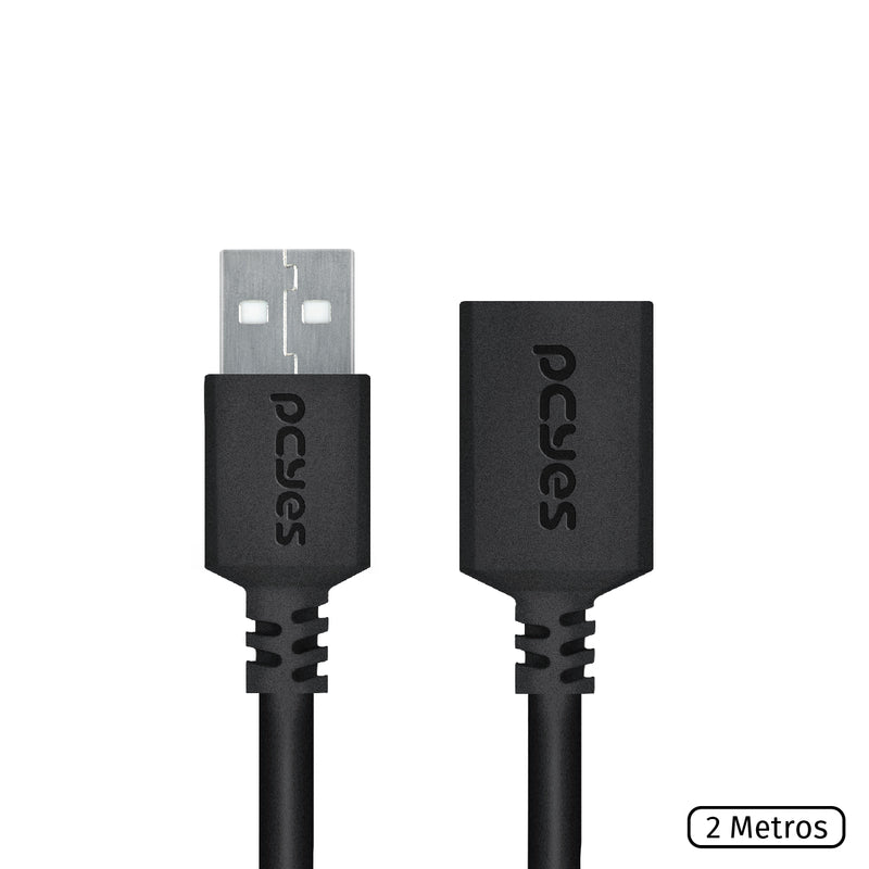 CABO EXTENSOR USB A 2.0 MACHO PARA USB A 2.0 FEMEA 28AWG PURO COBRE 2 METROS - PUAMF2-2