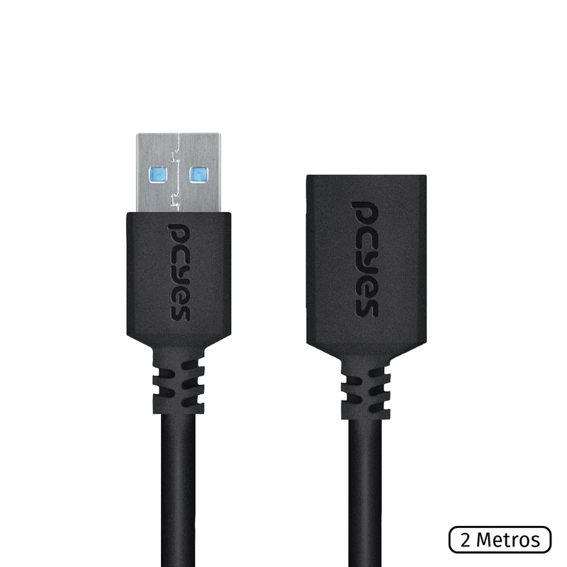 Cabo Extensor Usb A 3.0 Macho Para Usb A 3.0 Fêmea 28awg Puro Cobre 2 Metros - Puamf3-2