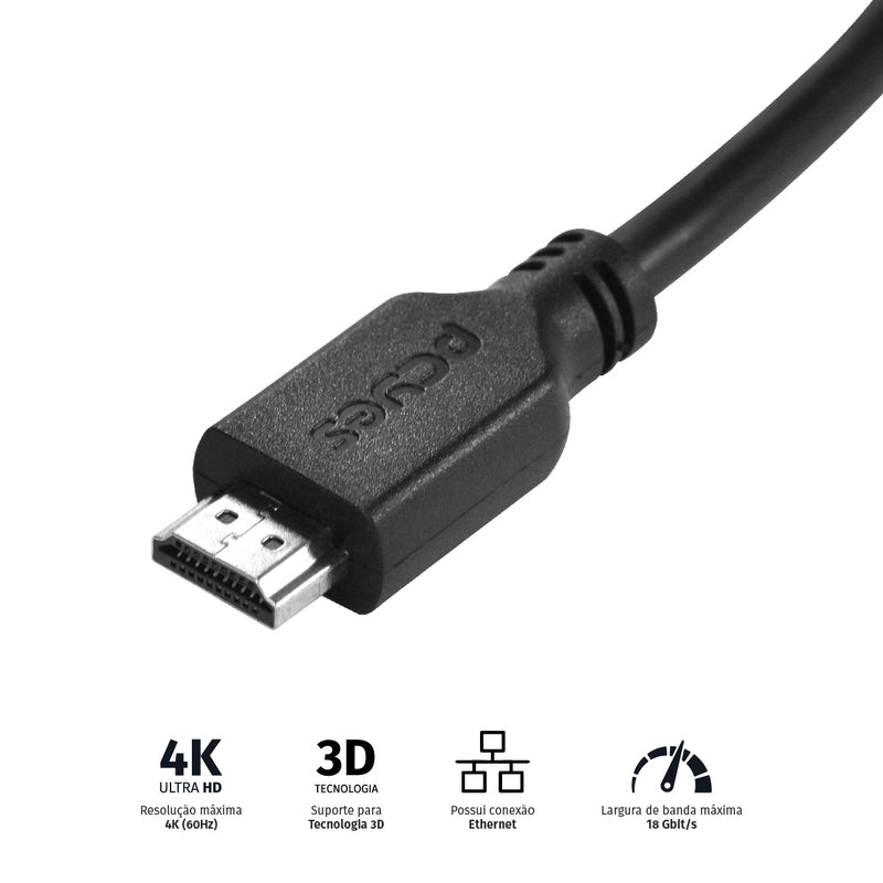 CABO HDMI 2.0 4K 30AWG PURO COBRE 1 METRO - PHM20-1