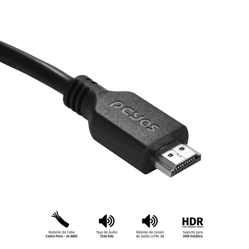 CABO HDMI 2.0 4K 30AWG PURO COBRE 1 METRO - PHM20-1