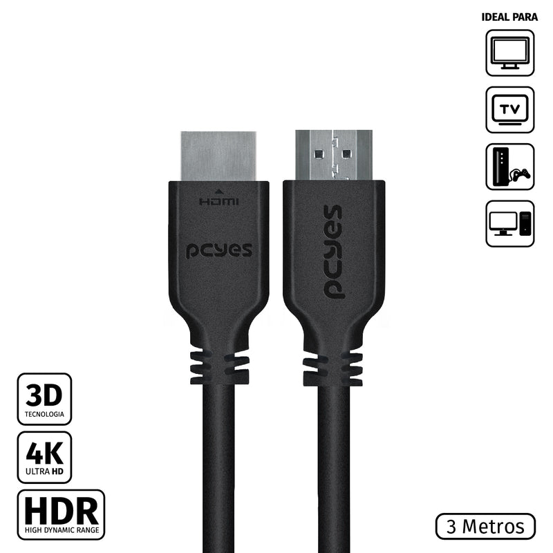 CABO HDMI 2.0 4K 30AWG COBRE PURO 3 METROS - PHM20-3