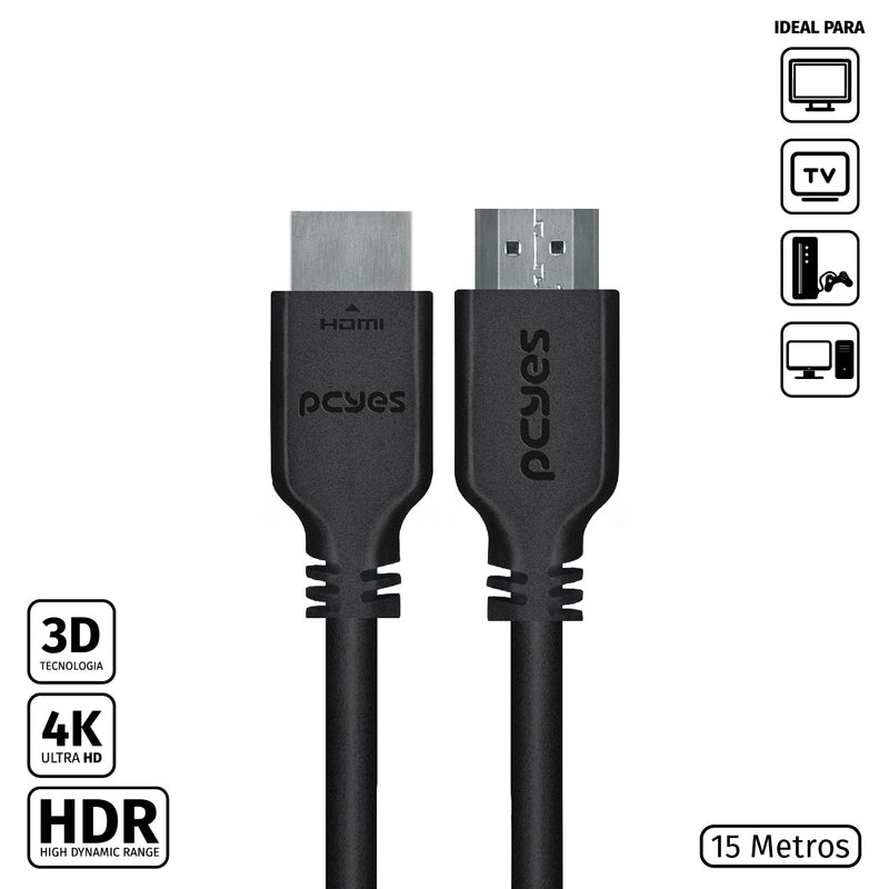 CABO HDMI 2.0 4K 30AWG PURO COBRE 15 METROS - PHM20-15