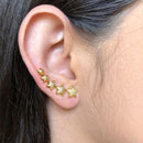 Brinco Ear Cuff  Dourado De Estrelas Folheado