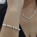 Conjunto De Pulseira E Colar De Pérolas Com Elos De Zircônias Coloridas