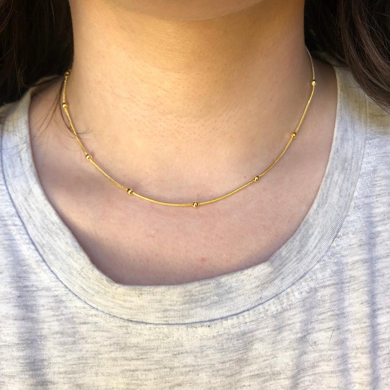 Choker Com Bolinhas Folheado Em Ouro 18k