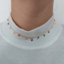 Choker Com Zircônias Coloridas Folheado Em Ouro 18k