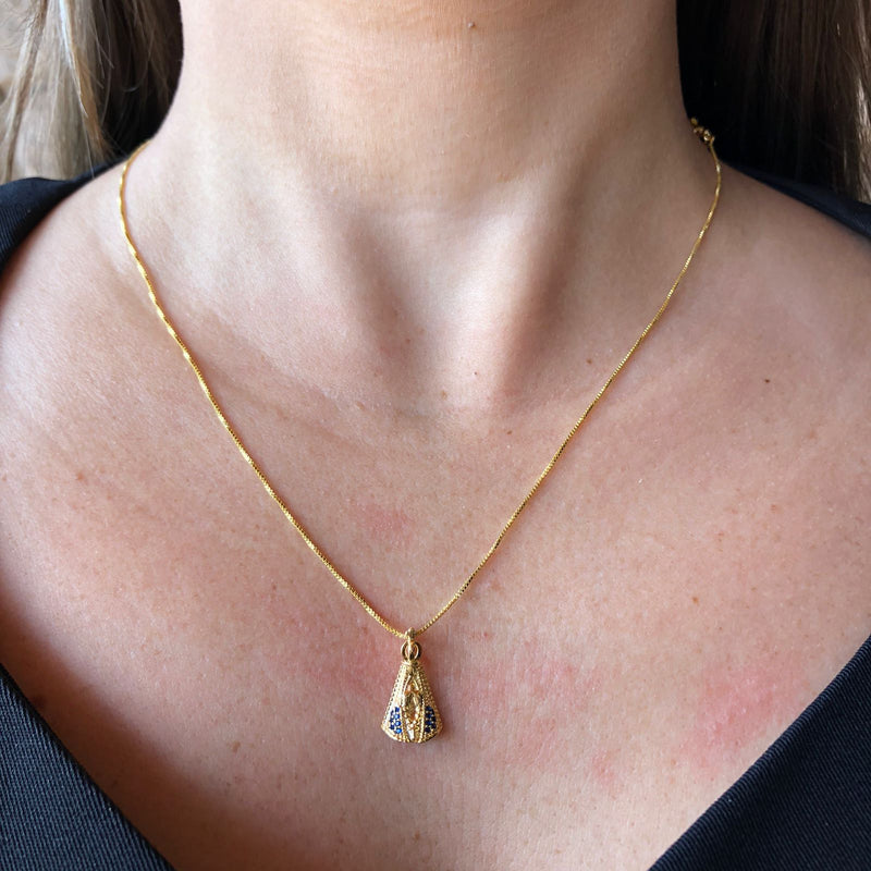 Colar Nossa Senhora Aparecida Folheado Em Ouro 18k