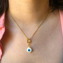 Colar Olho Grego Com Boia Folheado Em Ouro 18k
