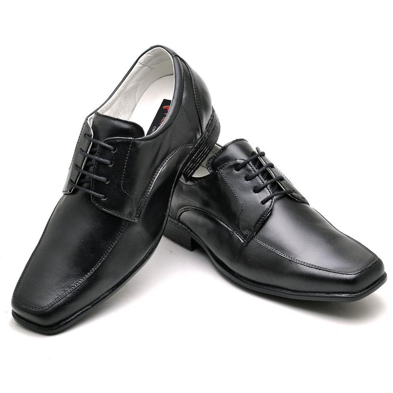 Sapato Casual Conforto Couro Preto 020