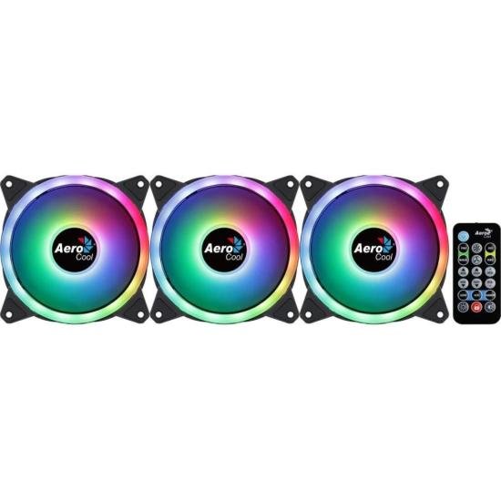 Kit Com 3 Coolers Aerocool Duo 12 Pro ARGB + Hub + Controle