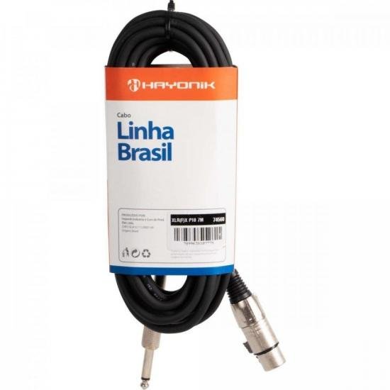 Cabo para Microfone Linha BRASIL XLR(F) X P10 7M Preto HAYONIK