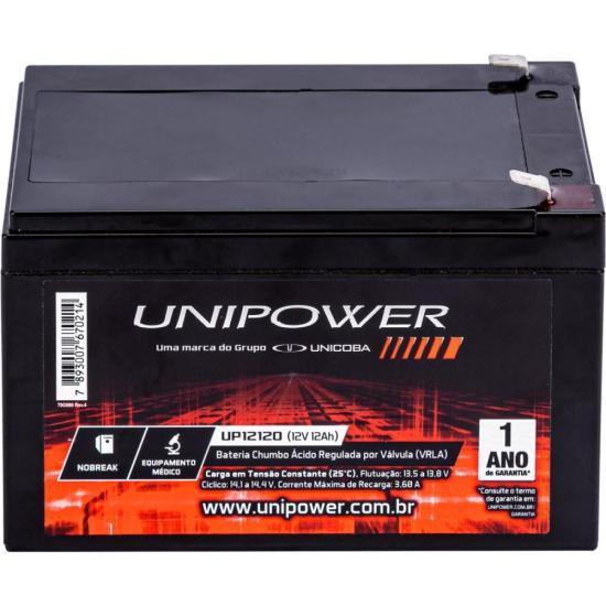 Bateria Estacionária Selada 12V/12A VRLA UP12120 UNIPOWER