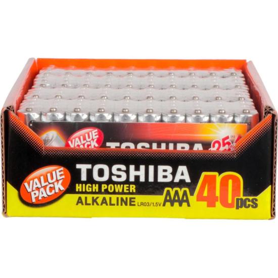 Pilha Alcalina AAA 1,5V LR03GCP (C/40 Pilhas) Toshiba