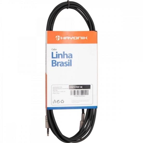 Cabo de Áudio Linha Brasil P2 Estéreo X P2 Estéreo 5M Preto HAYONIK