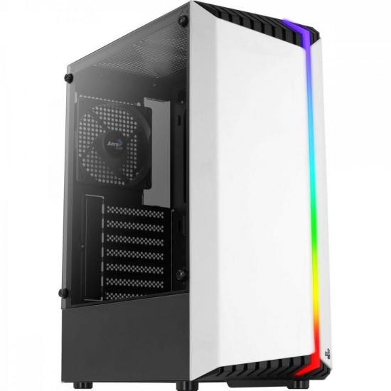 Gabinete Gamer Aerocool Bionic Branco RGB Lateral Vidro