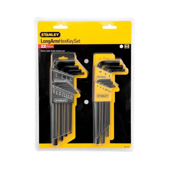 Jogo de Chaves Hexagonal Com 22 Peças Stanley