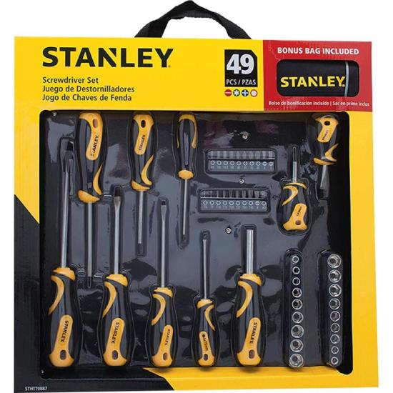 Jogo de Chave Fenda/Phillips E Bolsa Com 49 Peças STHT70887M Stanley
