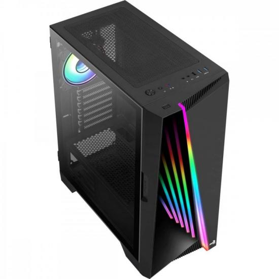 Gabinete Gamer Mid Tower MIRAGE V1 RGB Preto AEROCOOL