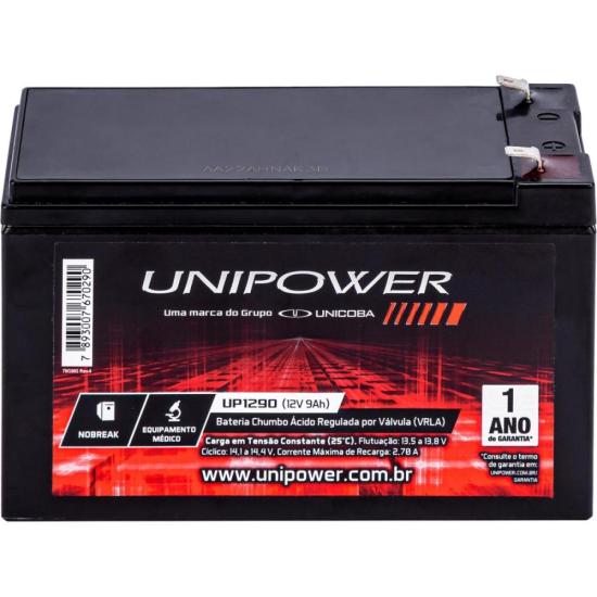 Bateria Estacionária Selada 12V/9A VRLA UP1290 UNIPOWER