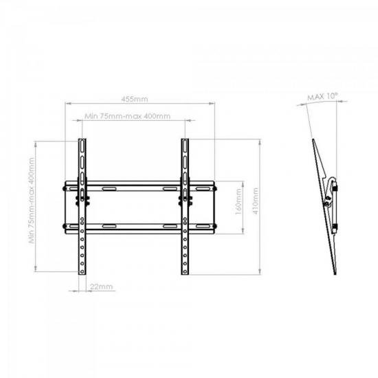 Suporte para TV Inclinado 32-55" SBRP415 Preto BRASFORMA