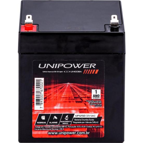 Bateria Estacionária Selada 12V/5AH VRLA UP1250 UNIPOWER