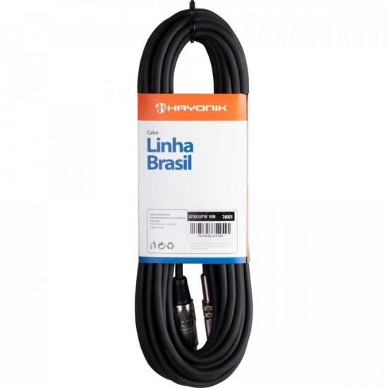 Cabo para Microfone Linha BRASIL XLR(F) X P10 10M Preto HAYONIK