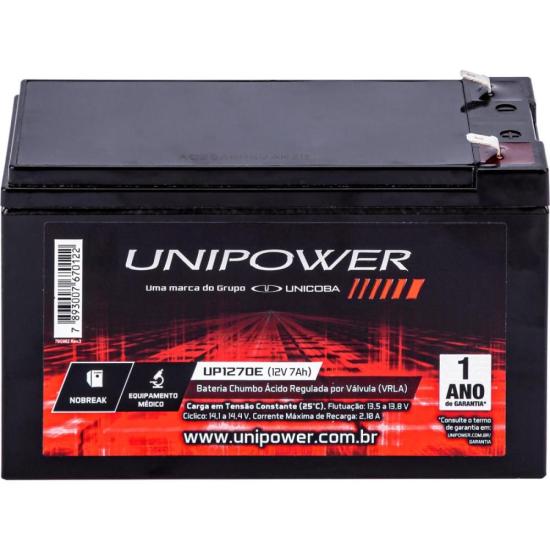 Bateria Estacionária Selada 12V/7Ah VRLA UP1270E UNIPOWER