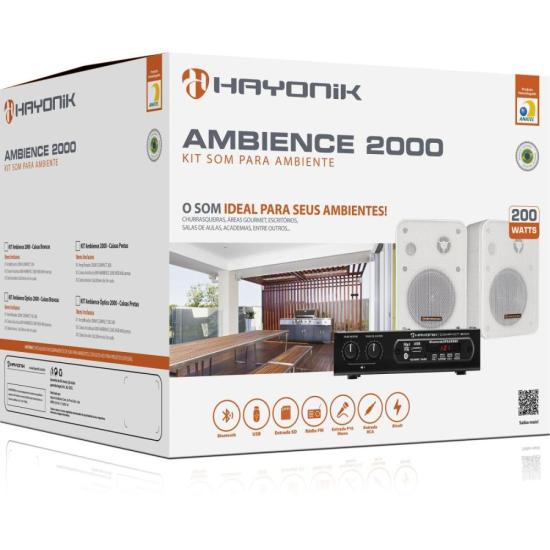 Kit Som Ambiente 200W Musical AMBIENCE 2000 V2 Branco HAYONIK