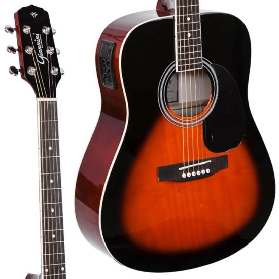 Violão Giannini GD1 EQ Eletroacústico Dreadnought 3 Tone Sunburst