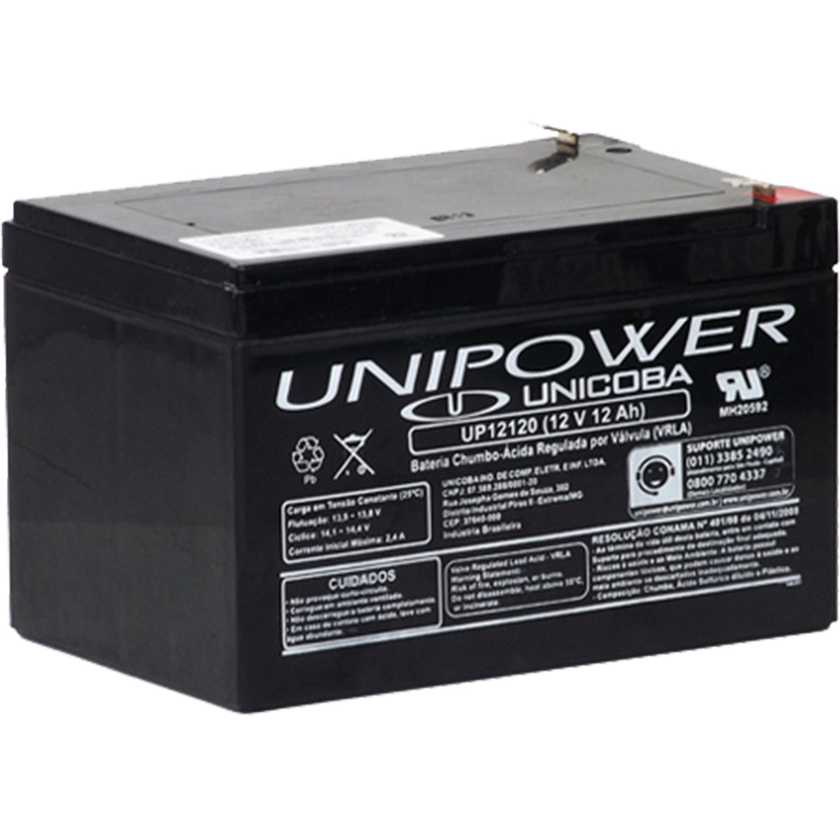 Bateria 12v 12ah Selada F250 Up12120 Rt Unipower
