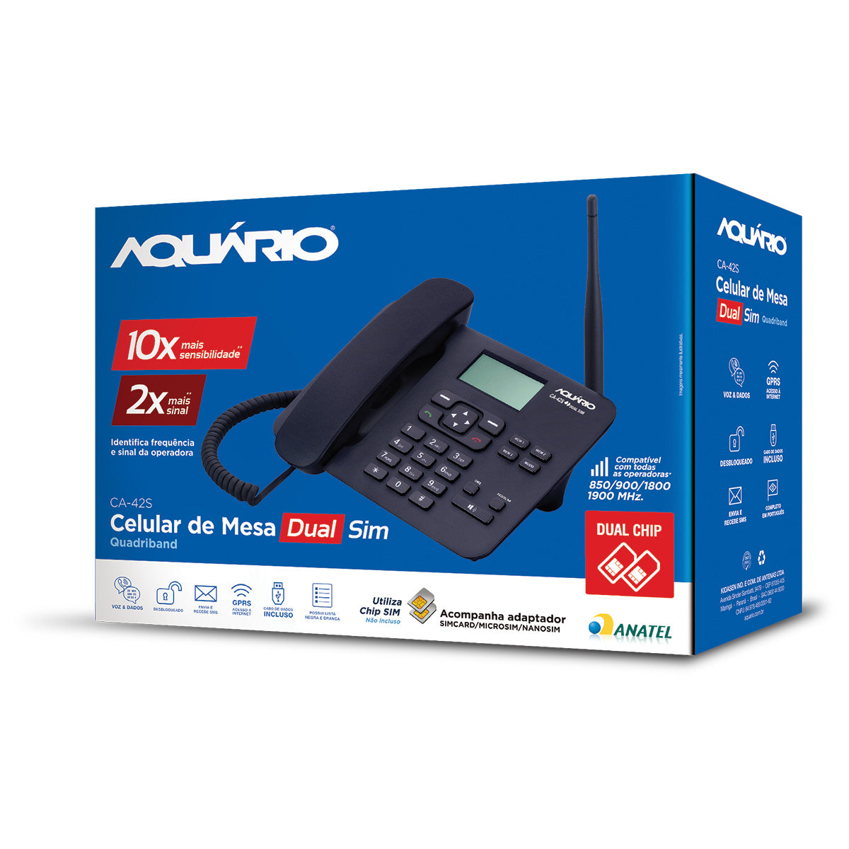 Telefone Celular Rural Fixo De Mesa Quadriband 850/900/1800/1900 Mhz  Dual Chip Ca-42s