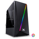 GABINETE GAMER PYXIS COM JANELA ACRÍLICA COM DOBRADIÇA PRETO FRONTAL COM FITA LED RGB