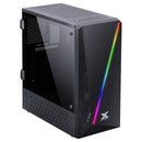 GABINETE GAMER PYXIS COM JANELA ACRÍLICA COM DOBRADIÇA PRETO FRONTAL COM FITA LED RGB