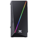GABINETE GAMER PYXIS COM JANELA ACRÍLICA COM DOBRADIÇA PRETO FRONTAL COM FITA LED RGB