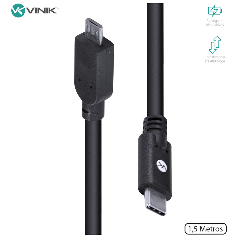 Cabo Usb Tipo C X Micro Usb B Macho 2.0  1,5 Metros - C20mua-15