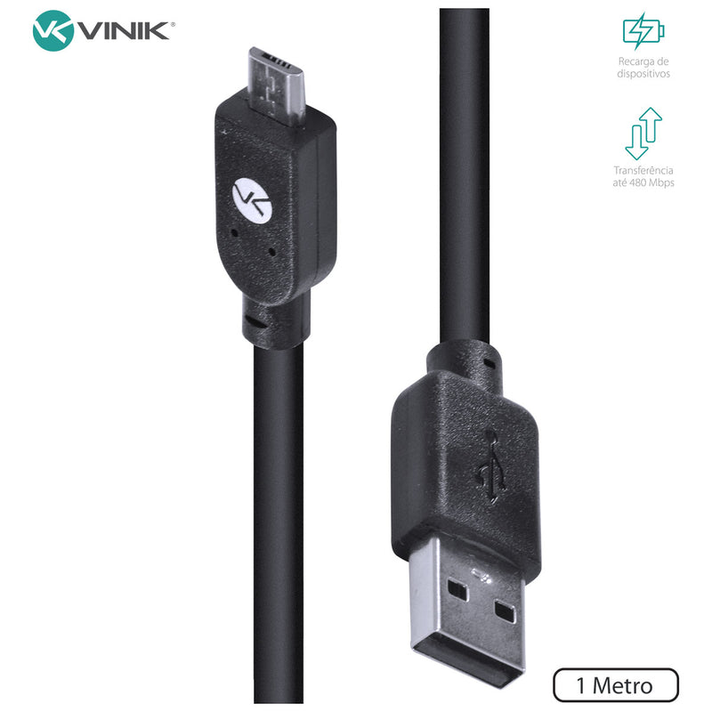 CABO USB X MICRO USB B 2.0 5 PINOS 1 METRO PRETO - MUSB-1