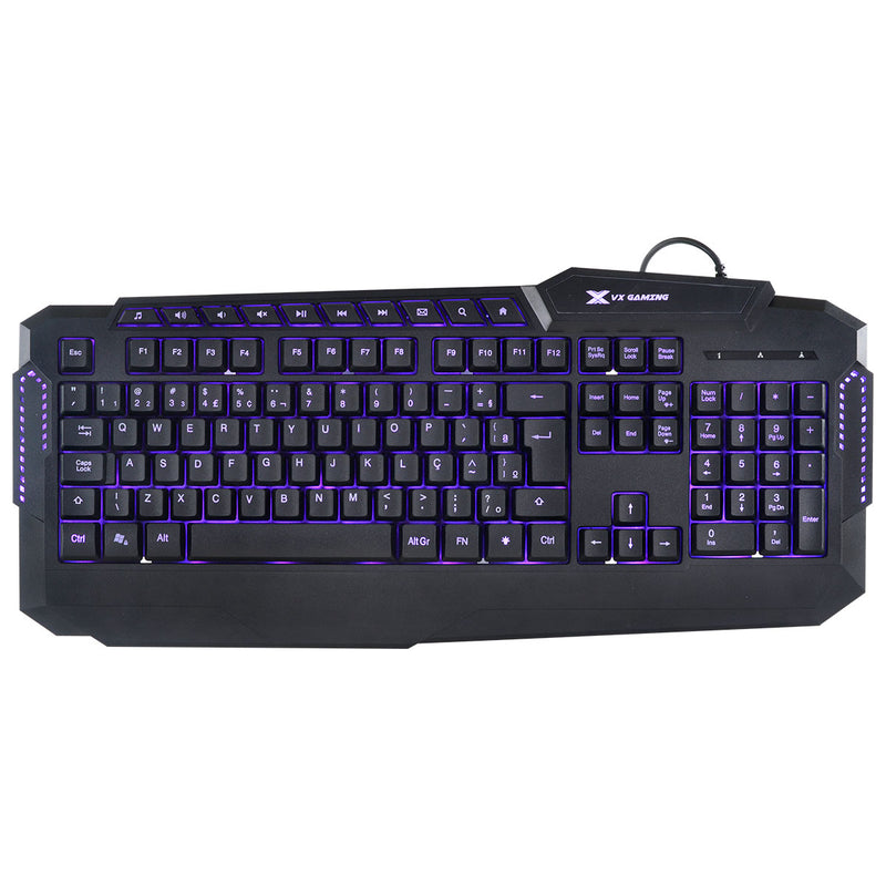 Teclado Gamer Hercules Com Multimidia Led 3 Cores Cabo Usb 1.8 Metros Abnt2 Preto - Gt200