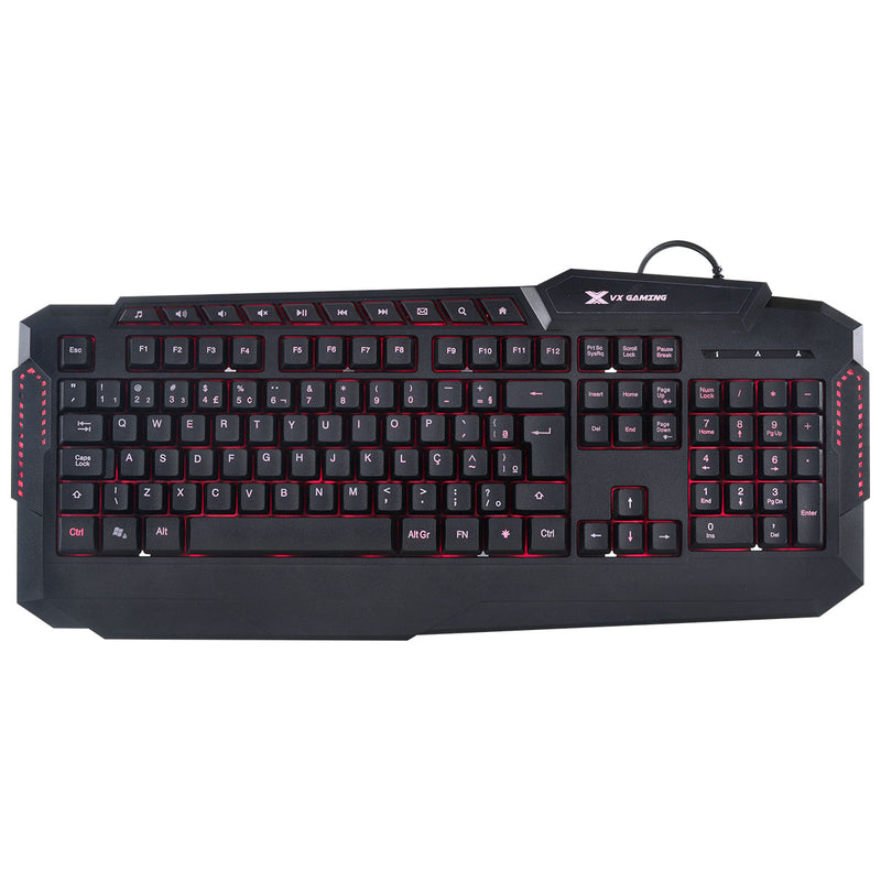 Teclado Gamer Hercules Com Multimidia Led 3 Cores Cabo Usb 1.8 Metros Abnt2 Preto - Gt200