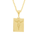Corrente Cadeado Fecho Gaveta - 2mm - 6g - 70 Cm + Pingente Placa Texturizada Cristo - 1,5 X 1,2 Cm